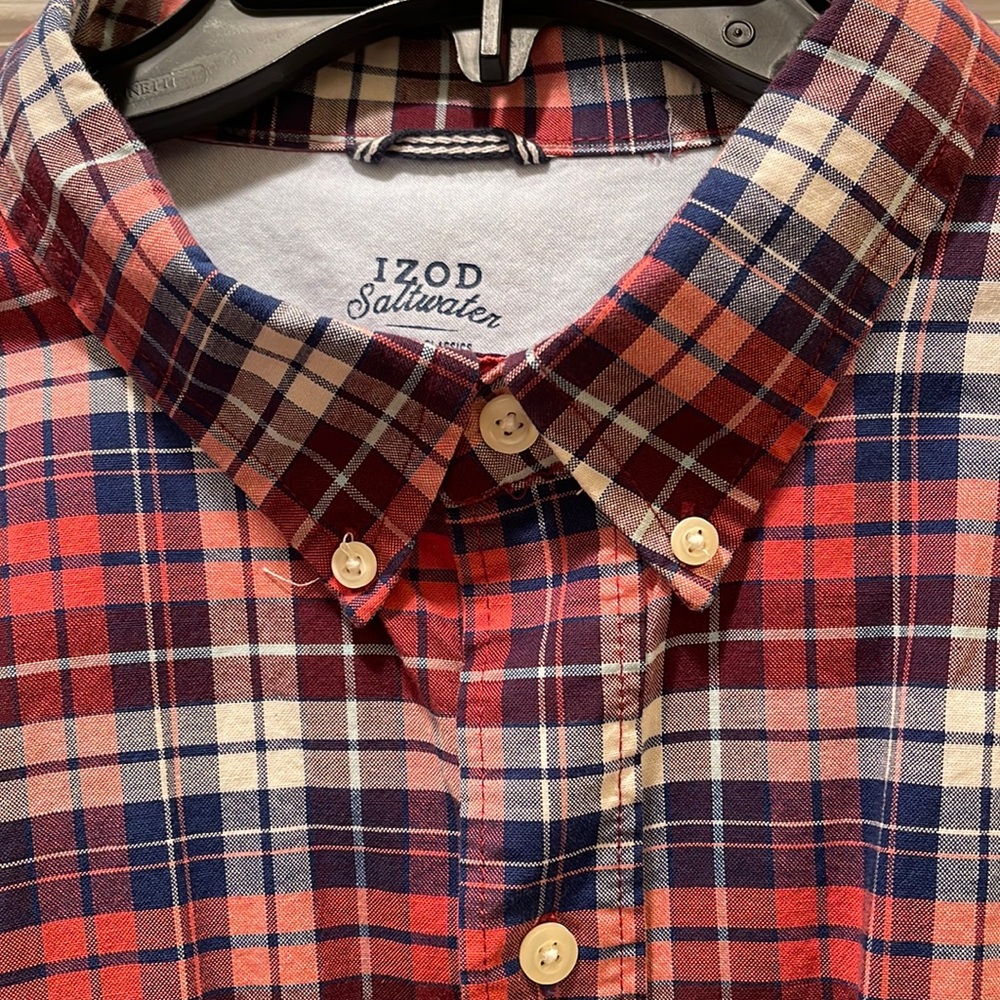 Men’s Izod, long sleeve button down plaid shirt, XXL